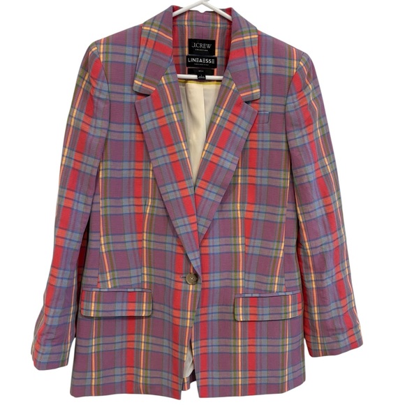 J Crew Collection Lineaesse Willa Italian Blazer | sunset plaid. Size 2 - Picture 2 of 6